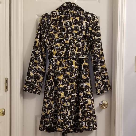 Anthropologie Lapis Geometric Print Belted Coat Black Gold - Picture 5 of 16